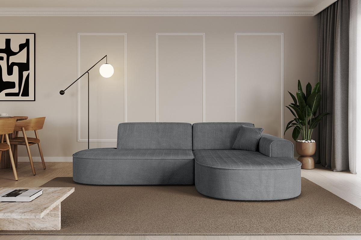 ECKSOFA Ottomane Rechts MARI-L1 - 243x171x79 cm Dunkelgrau Cord - Dunkelgrau/Schwarz, Holzwerkstoff/Kunststoff (234/163cm) - ALTDECOR