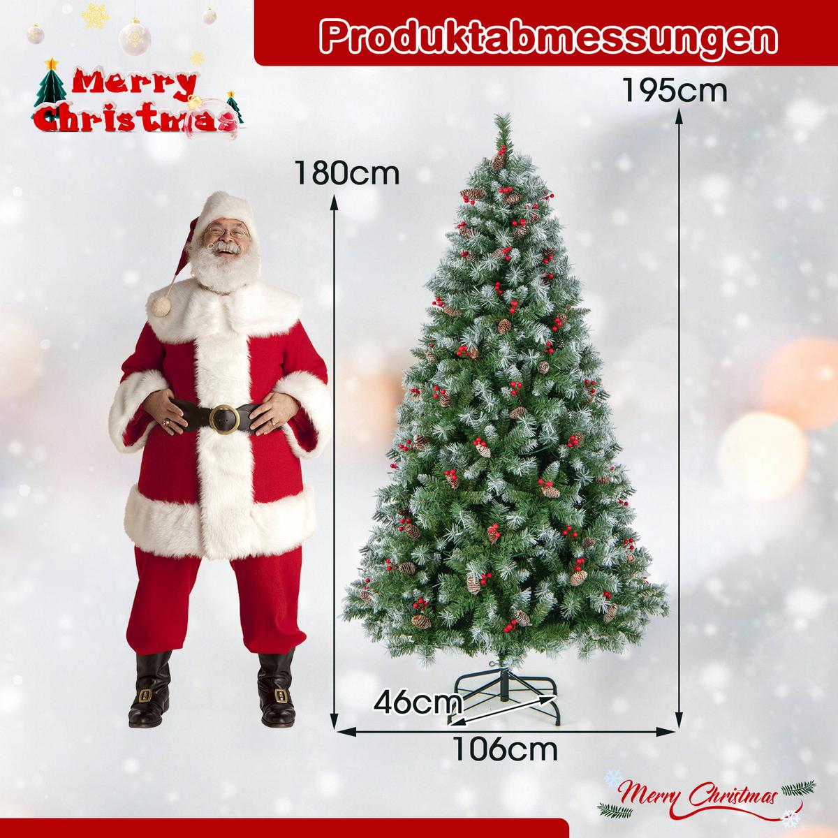 WEIHNACHTSBAUM 180cm Weiß - Grün, Kunststoff (180cm) - COSTWAY