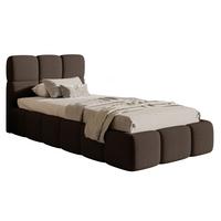 POLSTERBETT Cloudy Braun Bouclé, Bettkasten & Lattenrost, 90x200 cm - Schwarz/Braun, Kunststoff/Textil (90/200cm) - Selsey