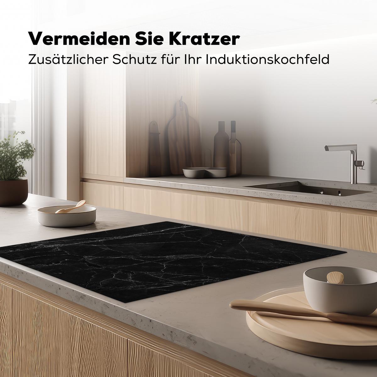 HERDABDECKPLATTE Schwarz - Marmor Induktionsmatte 78x78 cm - Schwarz, Kunststoff (78/78/0.2cm) - MuchoWow