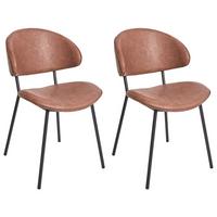 ESSZIMMERSTUHL 2er Set Kunstleder Braun Kiana - Braun, Kunststoff (50/81/59cm) - Beliani