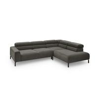 ECKSOFA MIT MOTORISCHEM SITZVORZUG DELIA Anthrazit Cord Relaxfunktion - Anthrazit/Schwarz, Textil/Metall (276/219cm) - KAWOLA