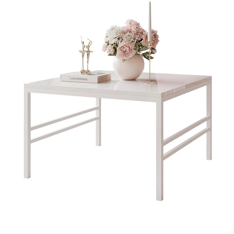 COUCHTISCH FORMA 70/70 cm Quadrat, Weiß Hochglanz - Weiß Hochglanz/Weiß, Metall (70/70/46cm) - Idohome