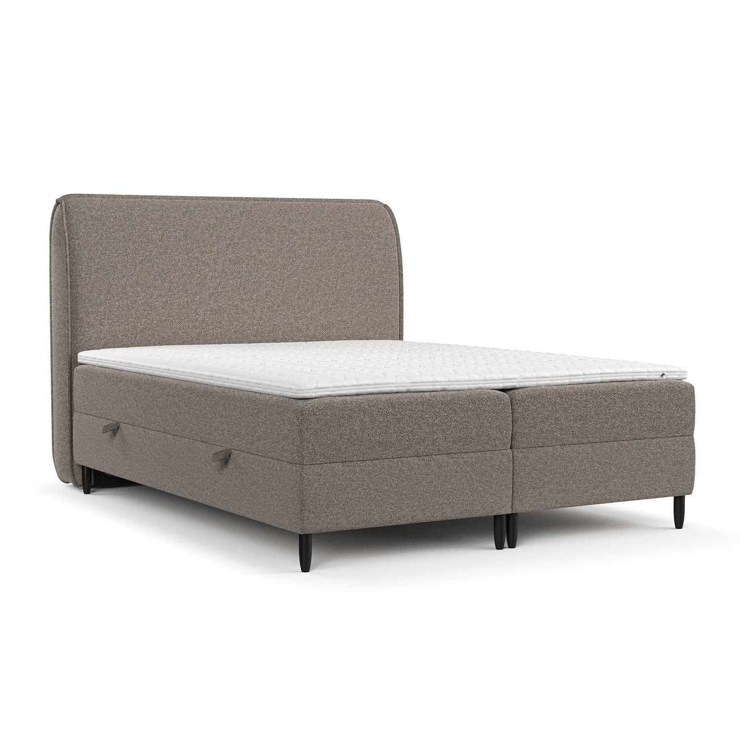 BOXBETT Lunaro 200/200 cm Beige im Bubble Stoff - Beige/Schwarz, Holz/Holzwerkstoff (200/200cm) - AltaBeds