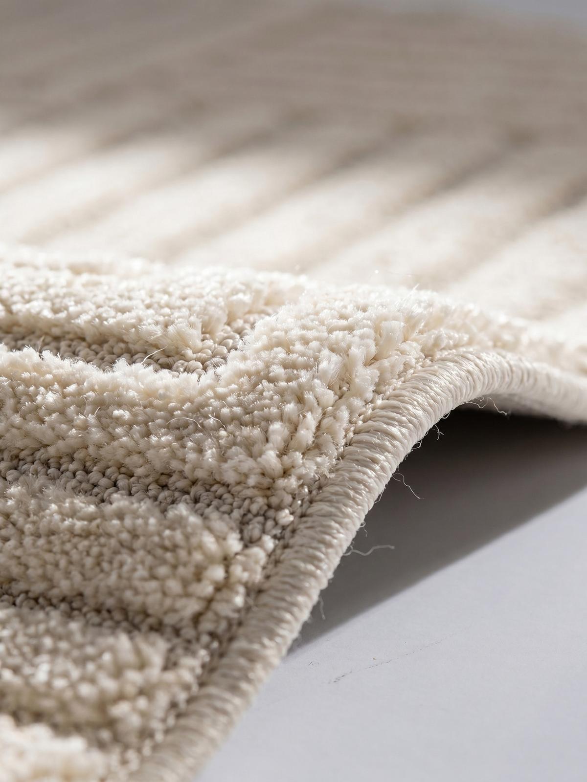 TEPPICH Hochflor RIGI in Creme, mit Cord-Streifen-Patchwork, Ø 200 cm - Beige, Textil (200/200cm) - KADIMA DESIGN