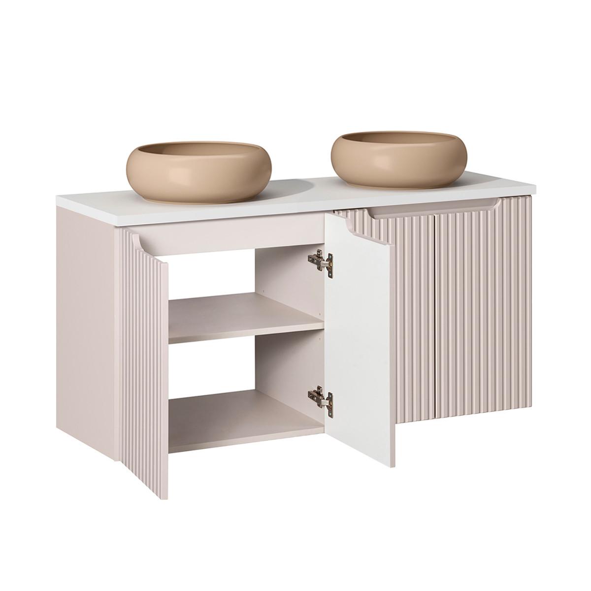 DOPPELWASCHTISCH 120cm Riva Kaschmir - Beige, Holzwerkstoff (120/57/40cm) - Petits-meubles