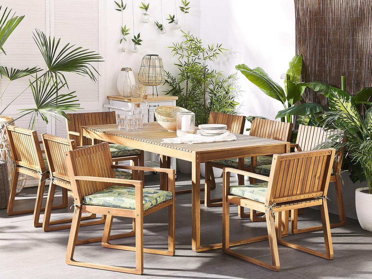 GARTENSTUHLKISSEN 8er-Set Hellgrün 46/46 cm Sassari - Beige/Hellgrün, Textil (46/5/46cm) - Beliani