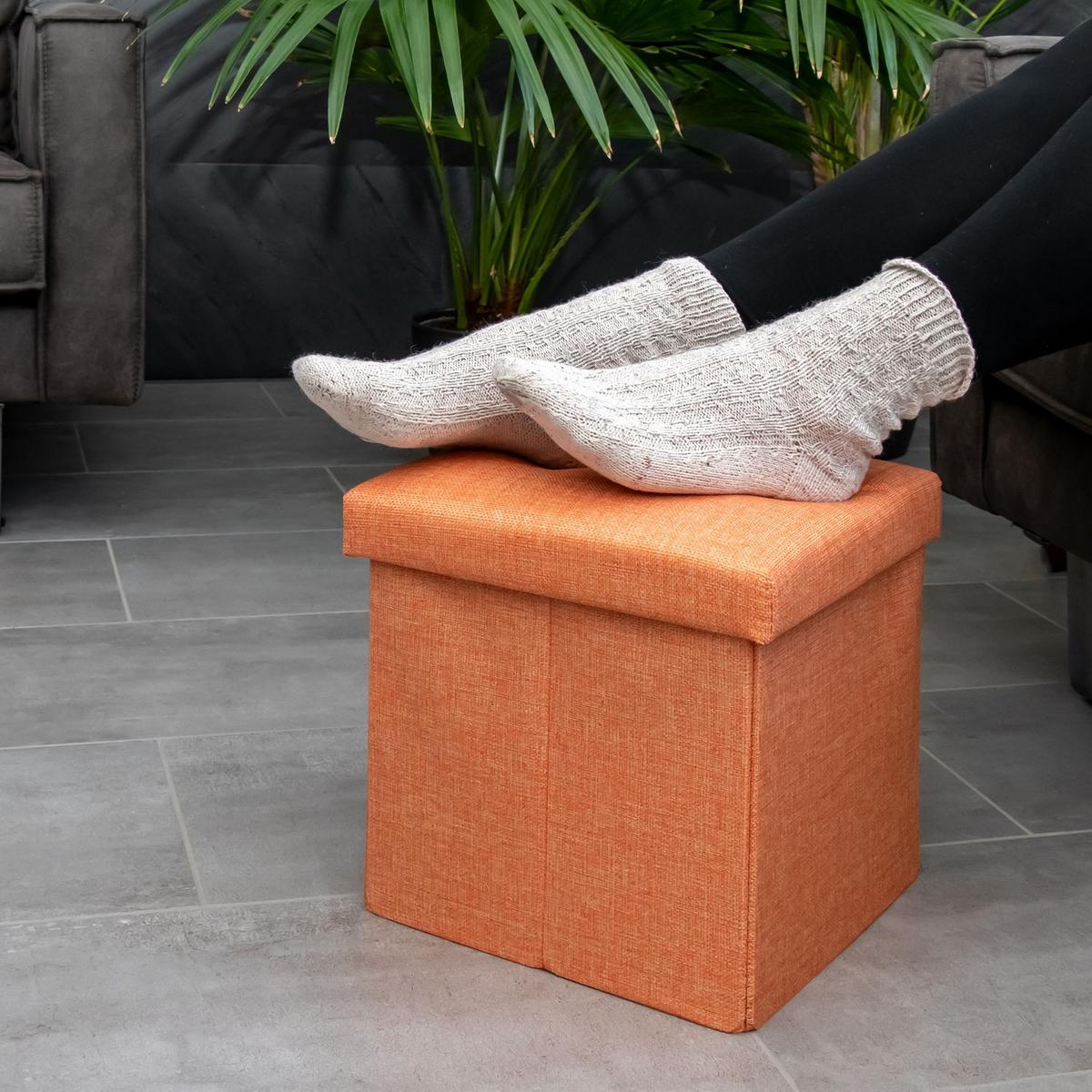 SITZHOCKER Faltbar 30/30/30 cm (Orange) - Orange, Textil (30/30/30cm) - Intirilife