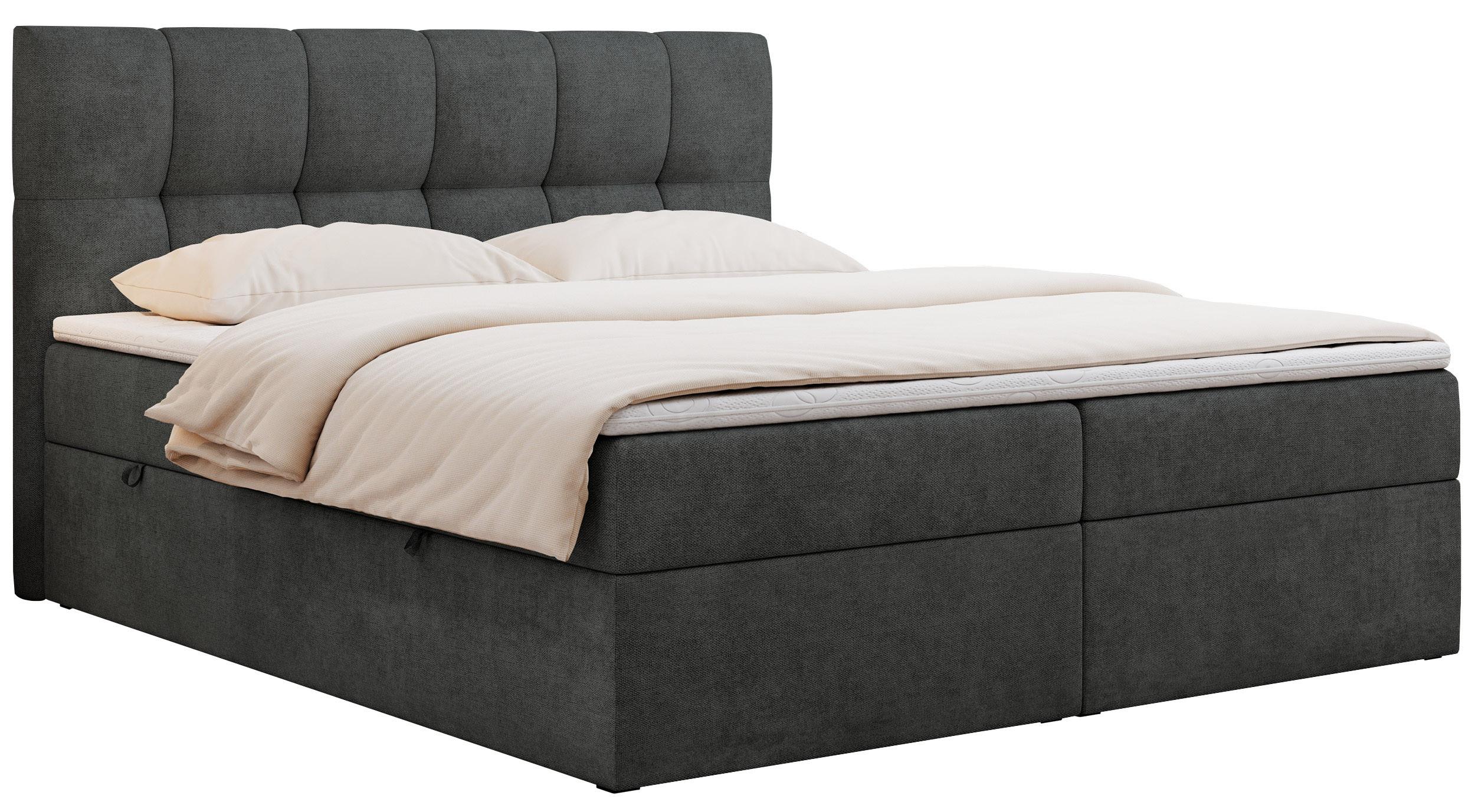 BOXBETT RICO 140/200 Dunkelgrau Struktur - H3 - Dunkelgrau, Holz/Textil (140/200cm) - MKS