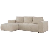 ECKSOFA MONIVA Beige Velvet - Links - Beige/Schwarz, Textil (164/266cm) - MKS