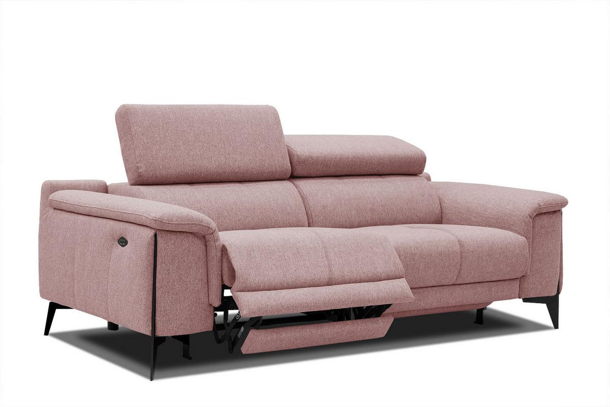 RELAXSOFA MATERA 3-Sitzer mit 2 Relaxfunktionen, hellrot - Hellrot/Schwarz, Holzwerkstoff/Textil (212/82/103cm) - Wozimo