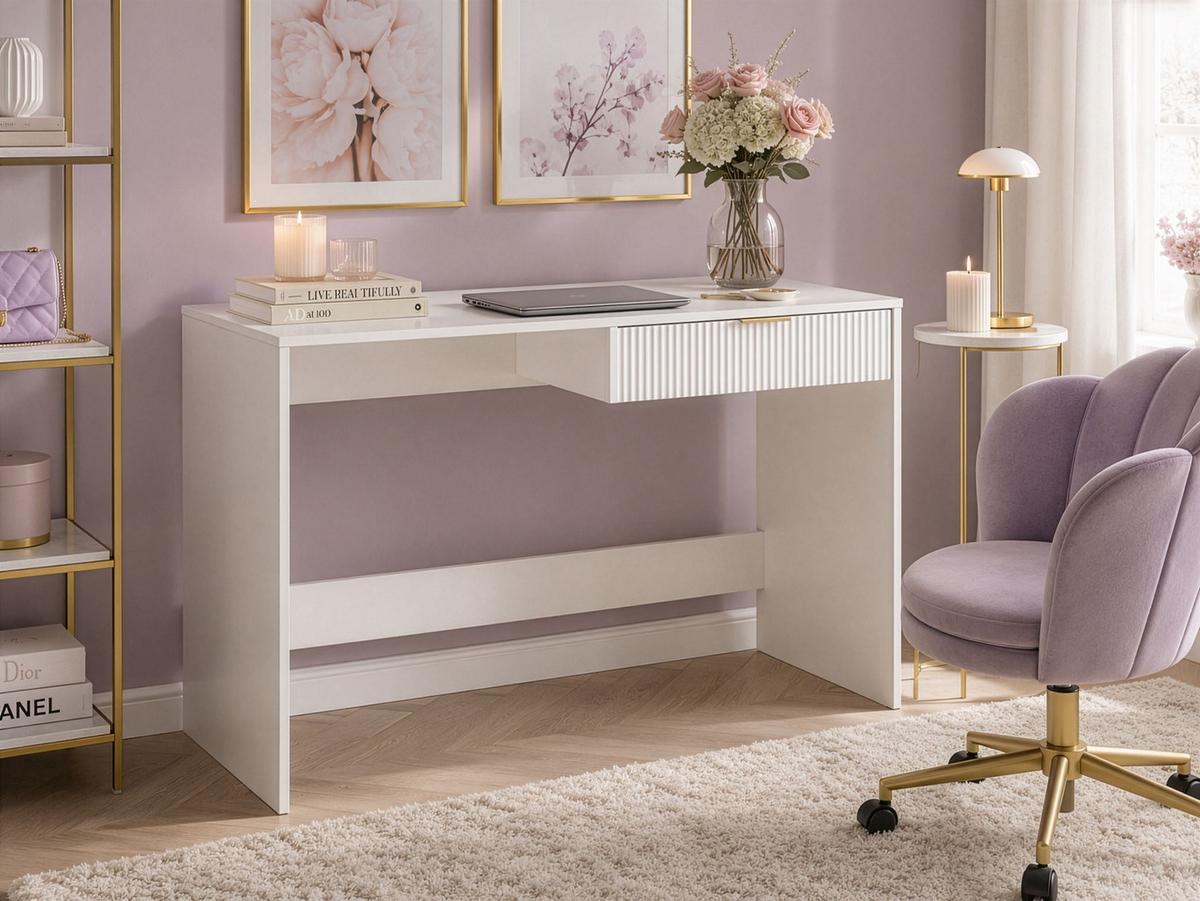 SCHREIBTISCH Weiß 120/60 cm Lutetia - Weiß, Holzwerkstoff (60/120/78cm) - Beliani