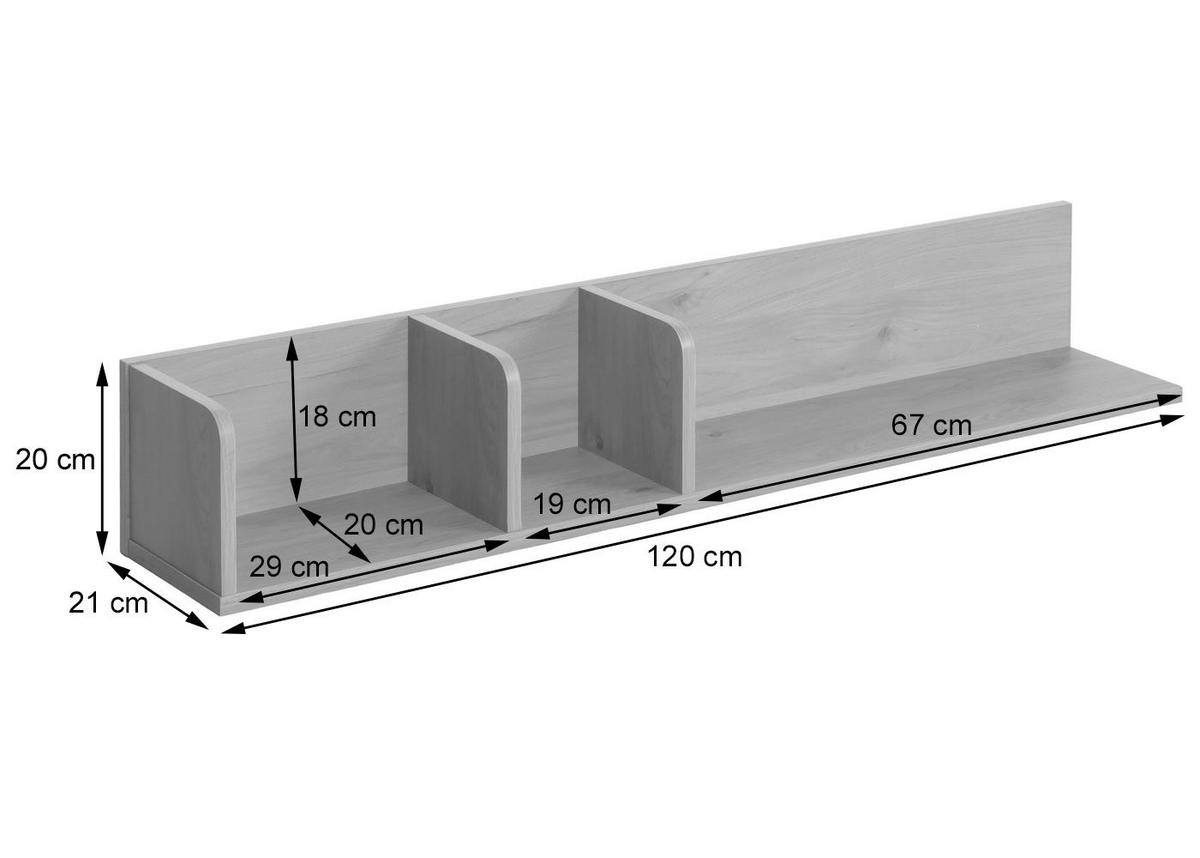 WANDREGAL Beige - Beige, Holz (120/20/21cm) - MCW