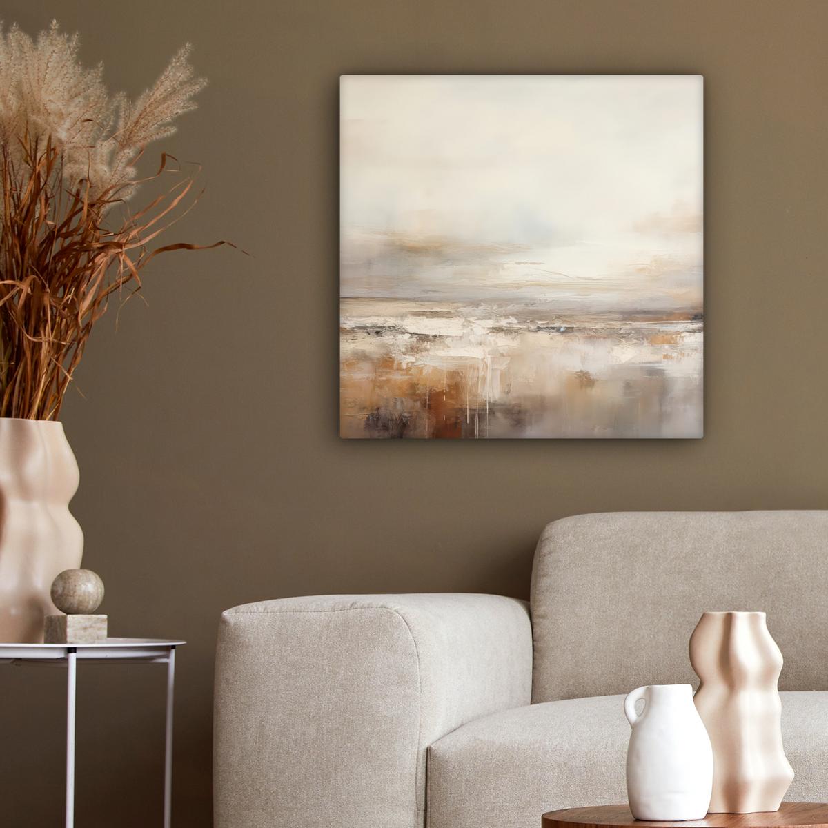 LEINWANDBILD Kunst - Industriell - Grau - Braun - Abstrakt Wandbild Wohnzimmer 50x50 cm - Sandfarben, Textil (50/50cm) - MuchoWow