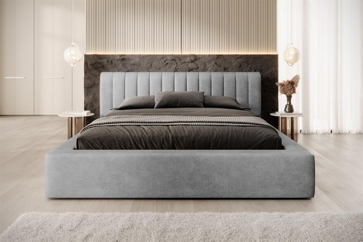 POLSTERBETT Peoria In Macau - Grau, Holzwerkstoff/Textil (180/200cm) - Fun Möbel