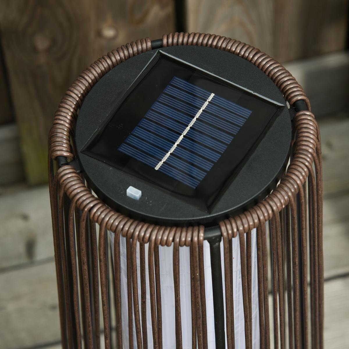 SOLARLAMPE, Rattan Solarleuchte Spritzwassergeschützt LED Gartenleuchte - Braun, Kunststoff (21.5/21.5/61cm) - Outsunny