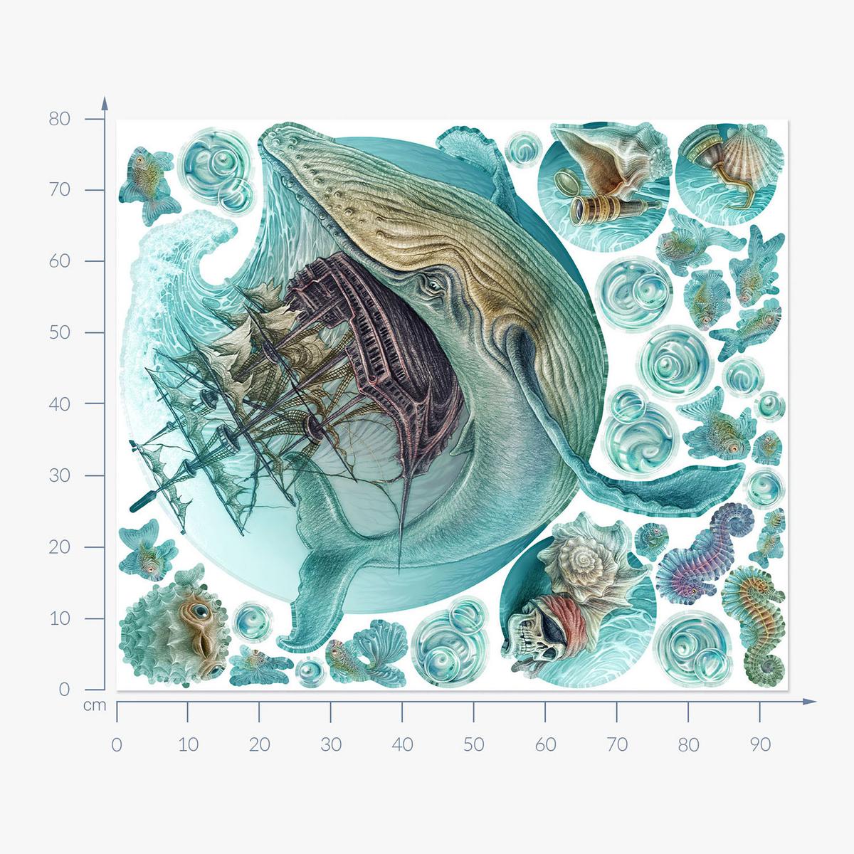 WANDAUFKLEBER 80x94cm - Seeschiff - Multicolor, Kunststoff (80/94/0.1cm) - Wallfluent
