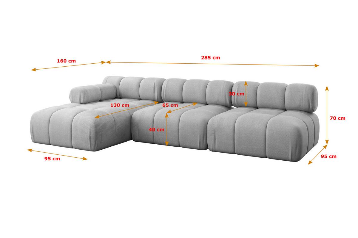 ECKSOFA modulares Sofa Razon-L2 - 285x160x70 cm Hellgrau Velours - Hellgrau, Holzwerkstoff/Textil (285/160cm) - ALTDECOR