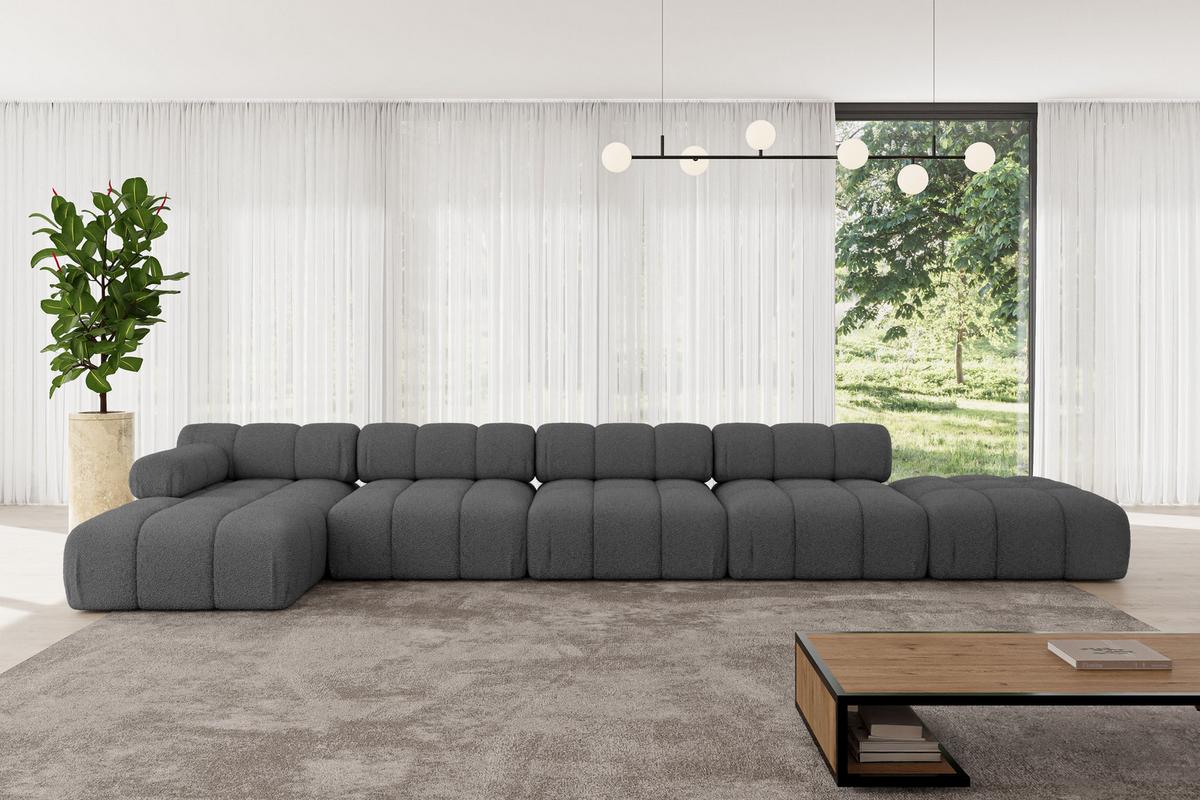 ECKSOFA modulares Sofa Lizur-L3 - 475x160x70 cm Grau Bouclé - Grau, Holzwerkstoff/Textil (475/160cm) - ALTDECOR