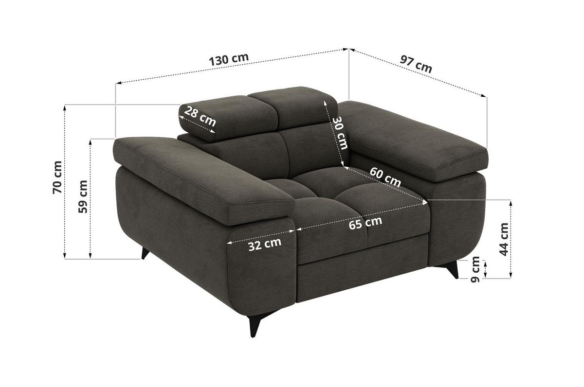 SESSEL NIDELLO - Dunkelgrau Velvet - Dunkelgrau/Schwarz, Textil/Metall (130/70/97cm) - MKS