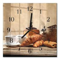 WANDUHR aus Glas 30x30 cm - Croissants - Braun, Glas (30/30/0.4cm) - TULUP