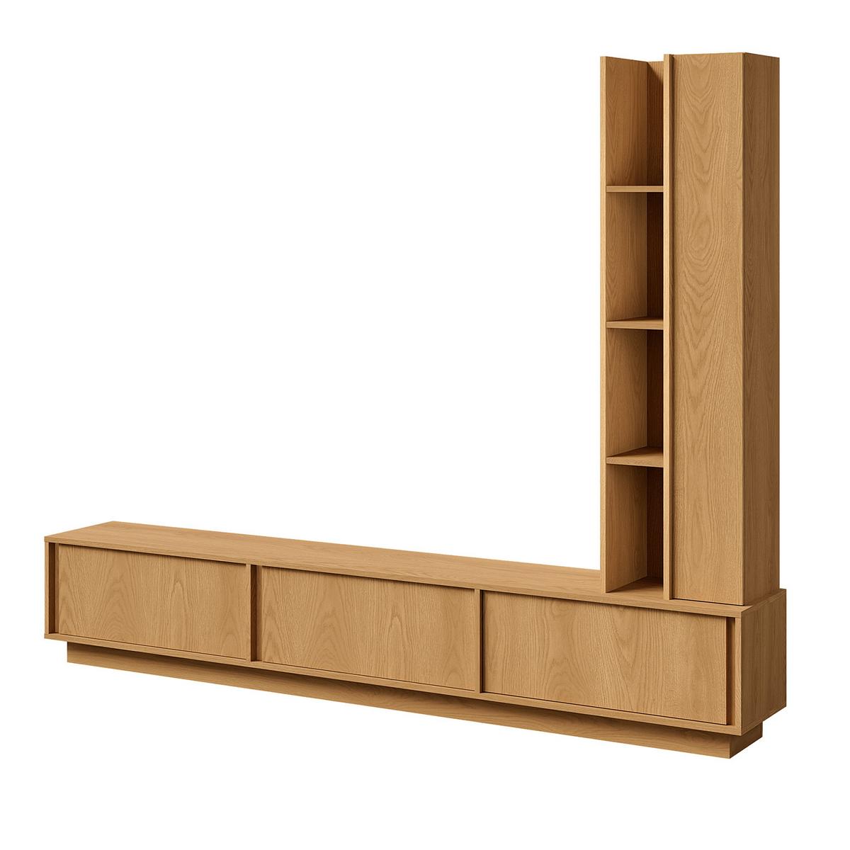 WOHNWAND Vero 2-teilig Wohnzimmer-Set mit TV-Lowboard und Hochschrank, Eiche Carmel - Eichefarben, Holzwerkstoff (230/185/35cm) - Beautysofa