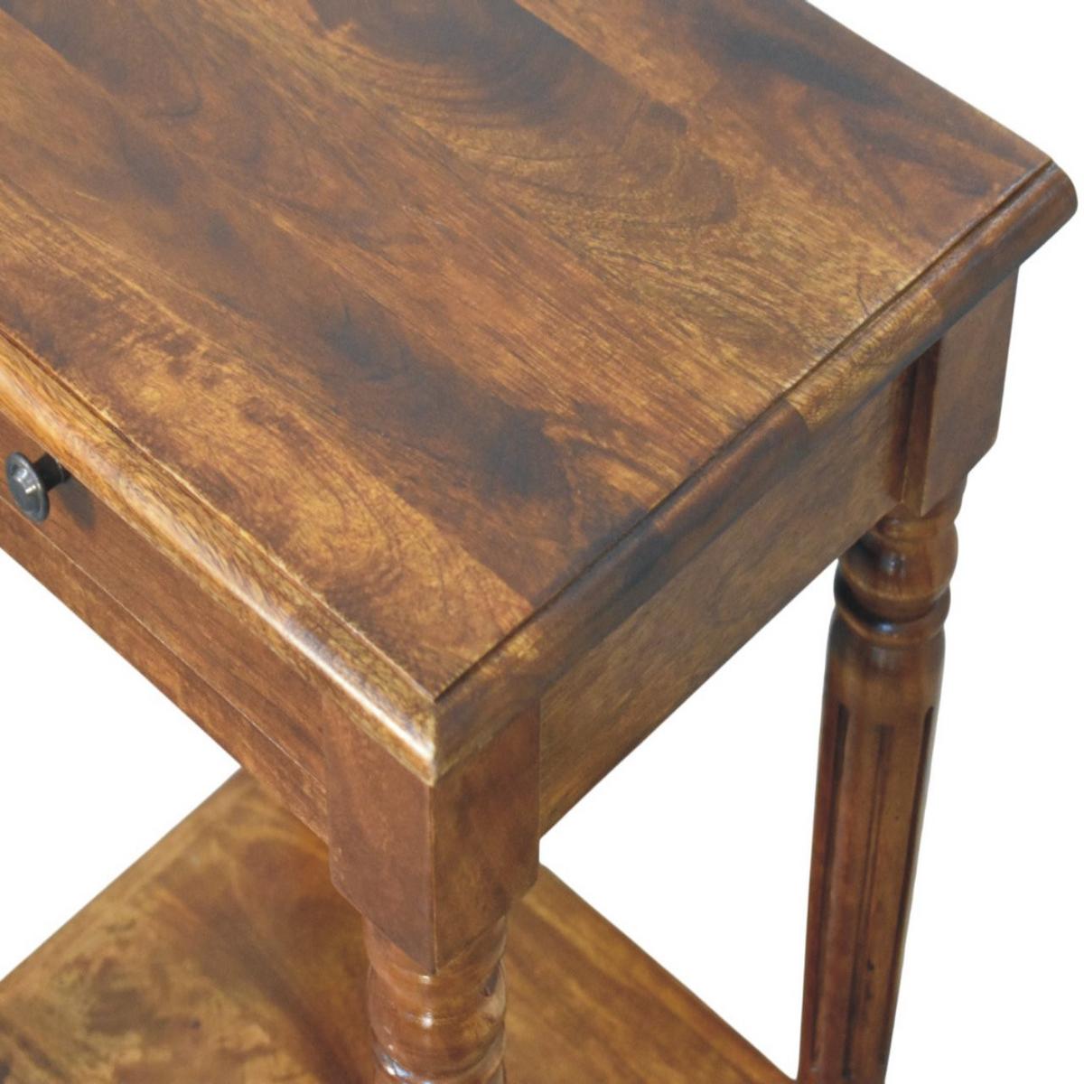BEISTELLTISCH Rich-Kastanien-Finish, 1 Schublade, 1 großes Regal, Braun - Dunkelbraun, Holz (45/35/60cm) - Artisan Furniture