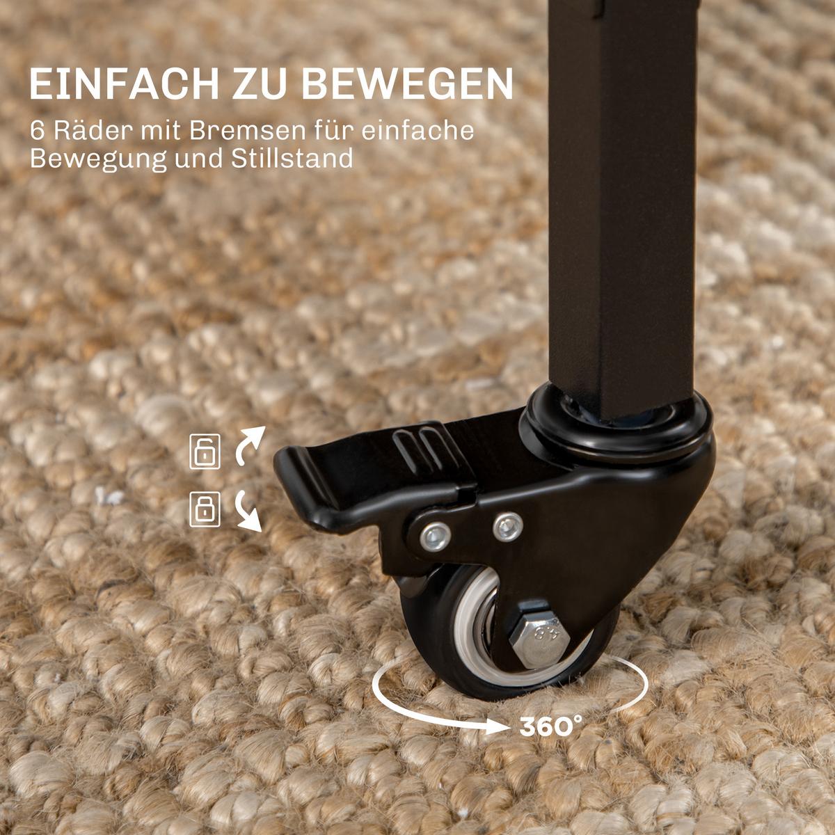 ESSTISCH klappbar, Mobiler Klapptisch für 6 Personen, mit Ablage Hellbraun - Dunkelbraun, Textil (130/80/74cm) - HOMCOM