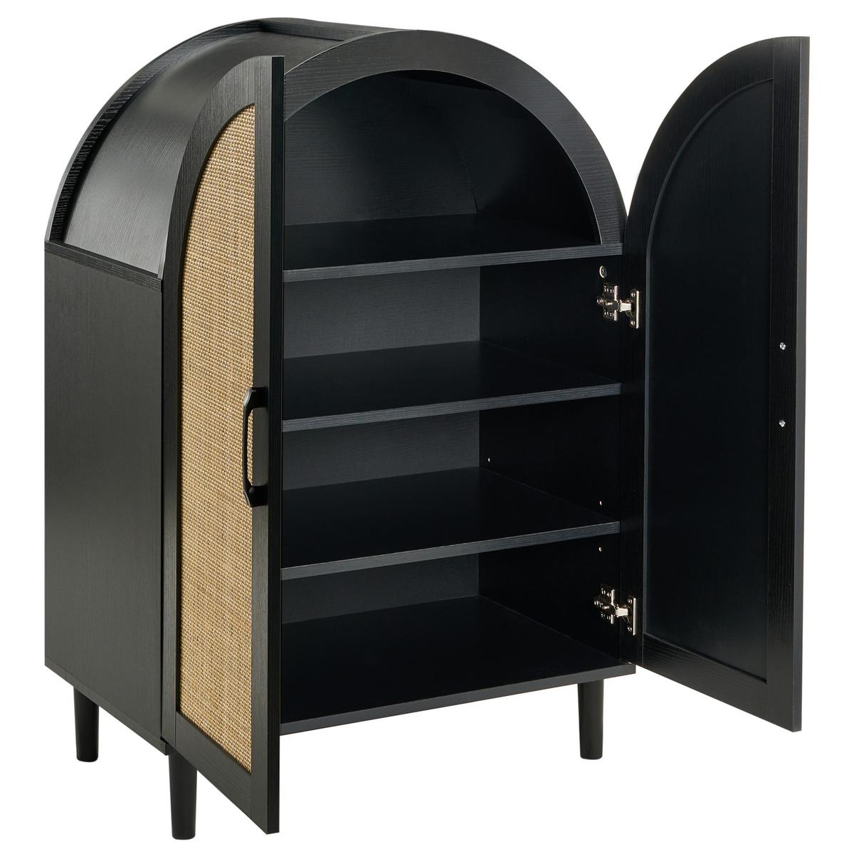 SCHUHSCHRANK Schwarz Bicheno - Schwarz, Holzwerkstoff (70/100/38cm) - Beliani