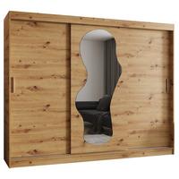 SCHIEBETÜRENSCHRANK mit Spiegel ULTRA 200/250/62 3-türig - Silberfarben/Eiche Artisan, Holz (250/200/62cm) - MÖBEL KRYSPOL