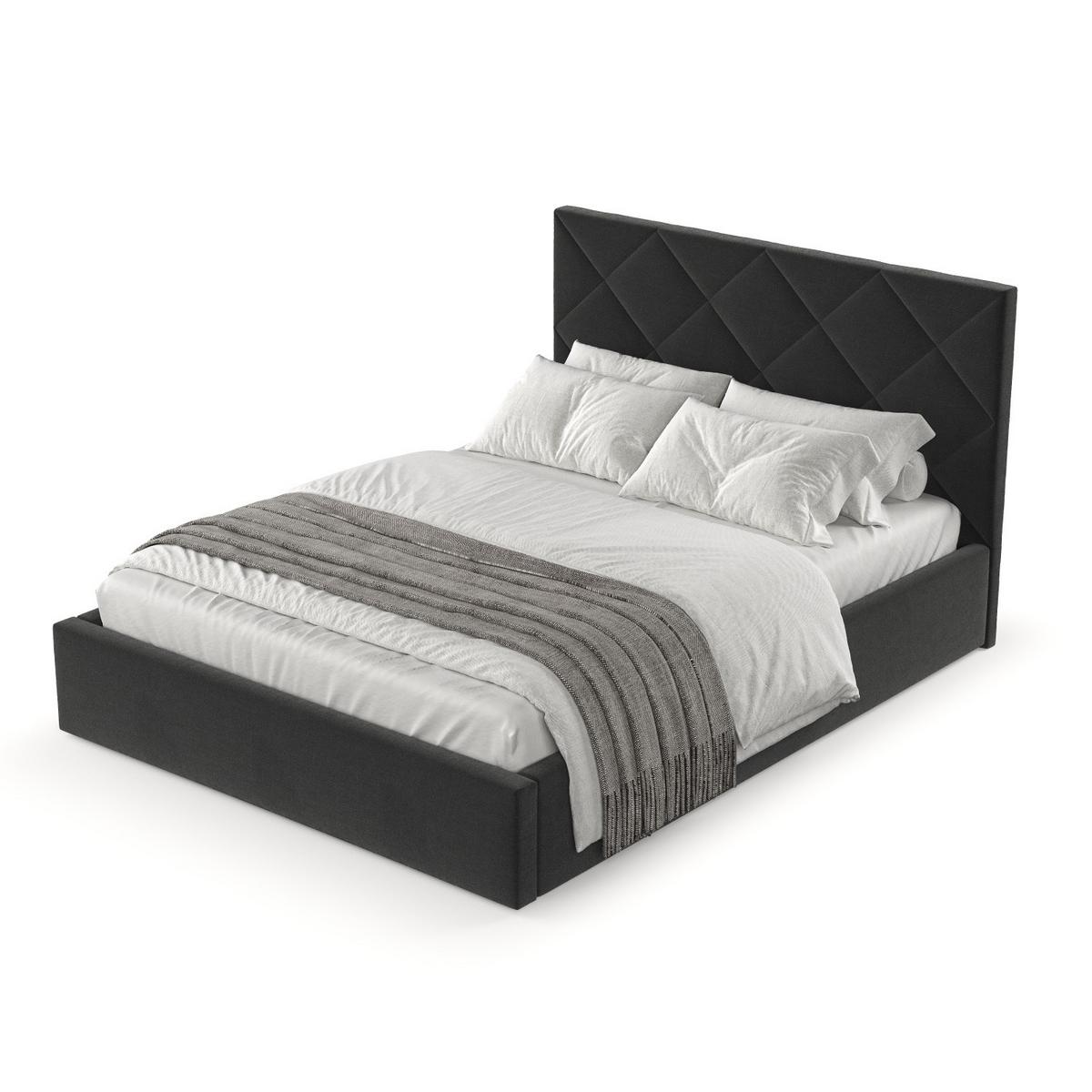 POLSTERBETT Torno 140/200 cm Schwarz im Asti Stoff - Schwarz/Naturfarben, Holz/Holzwerkstoff (140/200cm) - AltaBeds