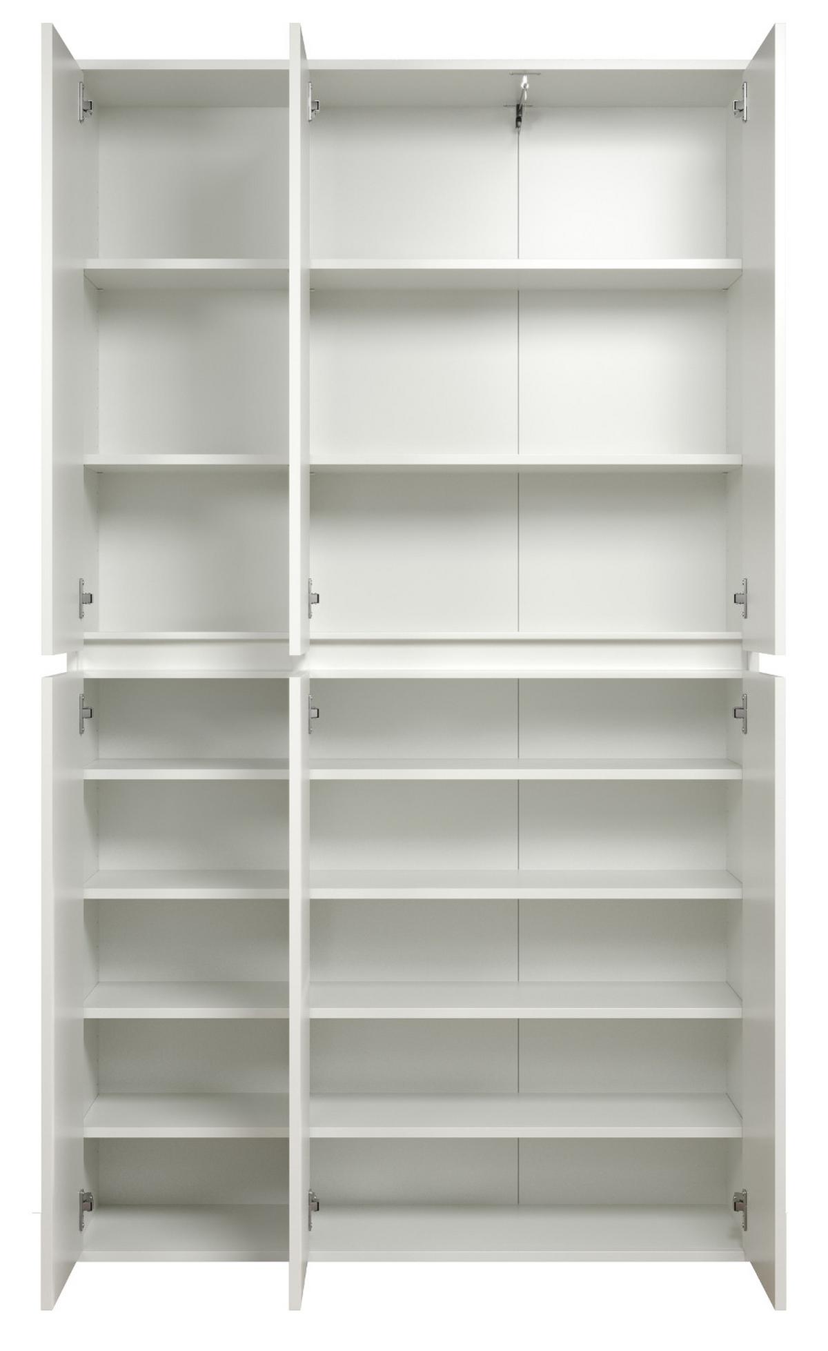 GARDEROBENSCHRANK weiß 111 x 191 cm, Schuhschrank 6-türig - Schwarz/Weiß, Holzwerkstoff/Kunststoff (111/191/34cm) - Top.Furn