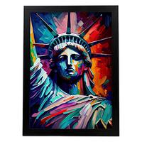 POSTER Die Freiheitsstatue Im Ölgemälde Stil A4 Schwarzer Rahmen - Schwarz, Papier (29.7/5/21cm) - Nacnic