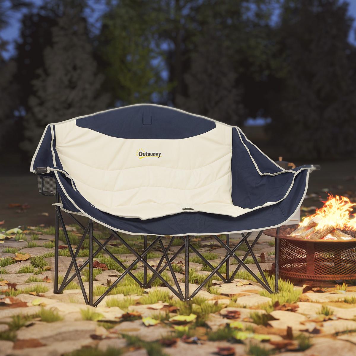 CAMPINGSTUHL Metall Oxfordstoff Blau - Blau, Textil/Metall (50/90/143cm) - Outsunny