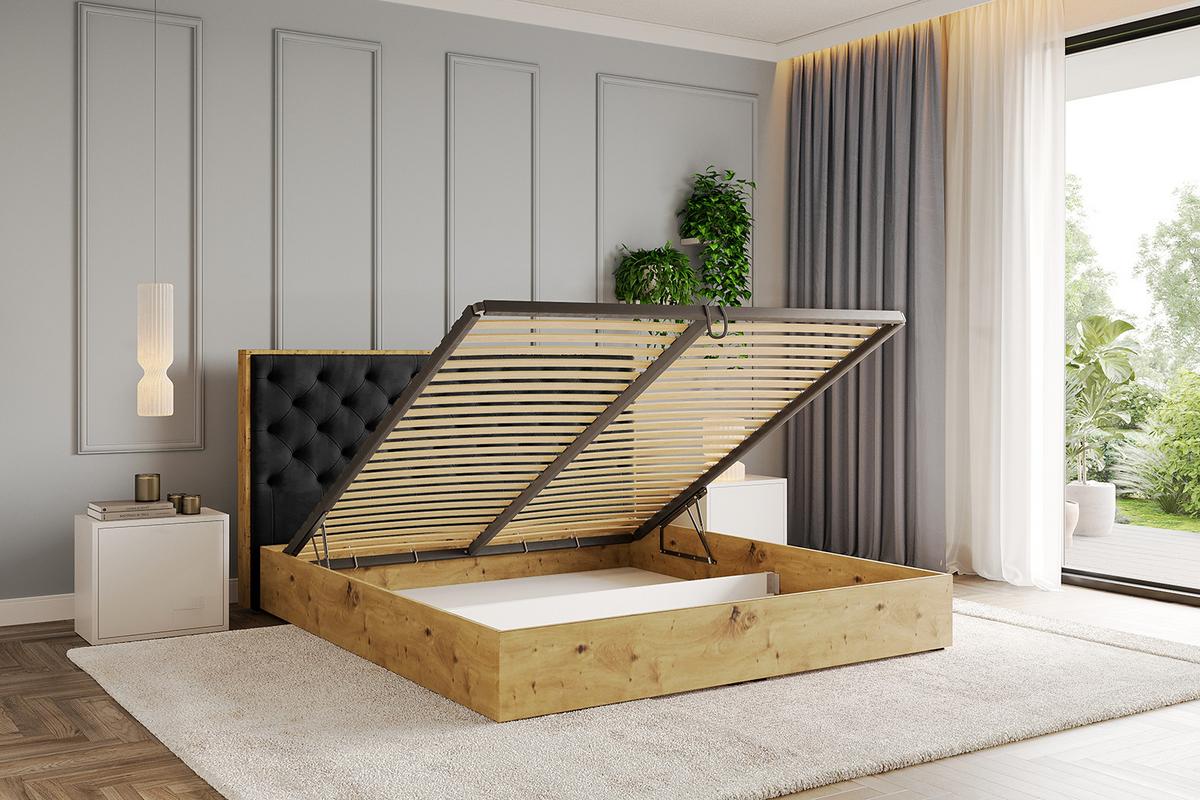 POLSTERBETT mit Bettkasten und Lattenrost, Bett mit Matratze H3/H4 - ENZO3 180x200 Schwarz - Schwarz, Holzwerkstoff/Textil (180/200cm) - ALTDECOR