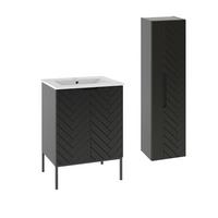 BADMÖBEL 60cm Daria 2er-Set Schwarz - Schwarz, Holzwerkstoff (60/84/45.8cm) - Petits-meubles