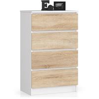 KOMMODE Weiß, Eiche Sonoma 99/60/40 - Weiß, Holzwerkstoff (60/99/40cm) - RAUMHIRSCH FURNITURE