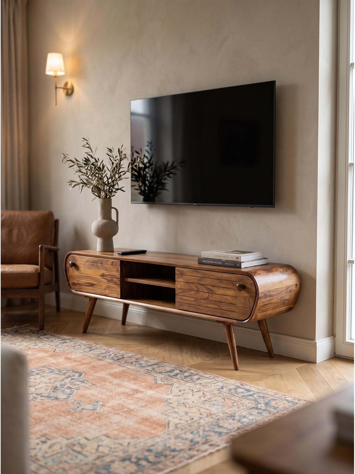 LOWBOARD SCHELDE, Dunkles Massivholz, mit Stauraum, 160 x 45 x 50 cm - Dunkelbraun/Braun, Holz (160/50/45cm) - KADIMA DESIGN