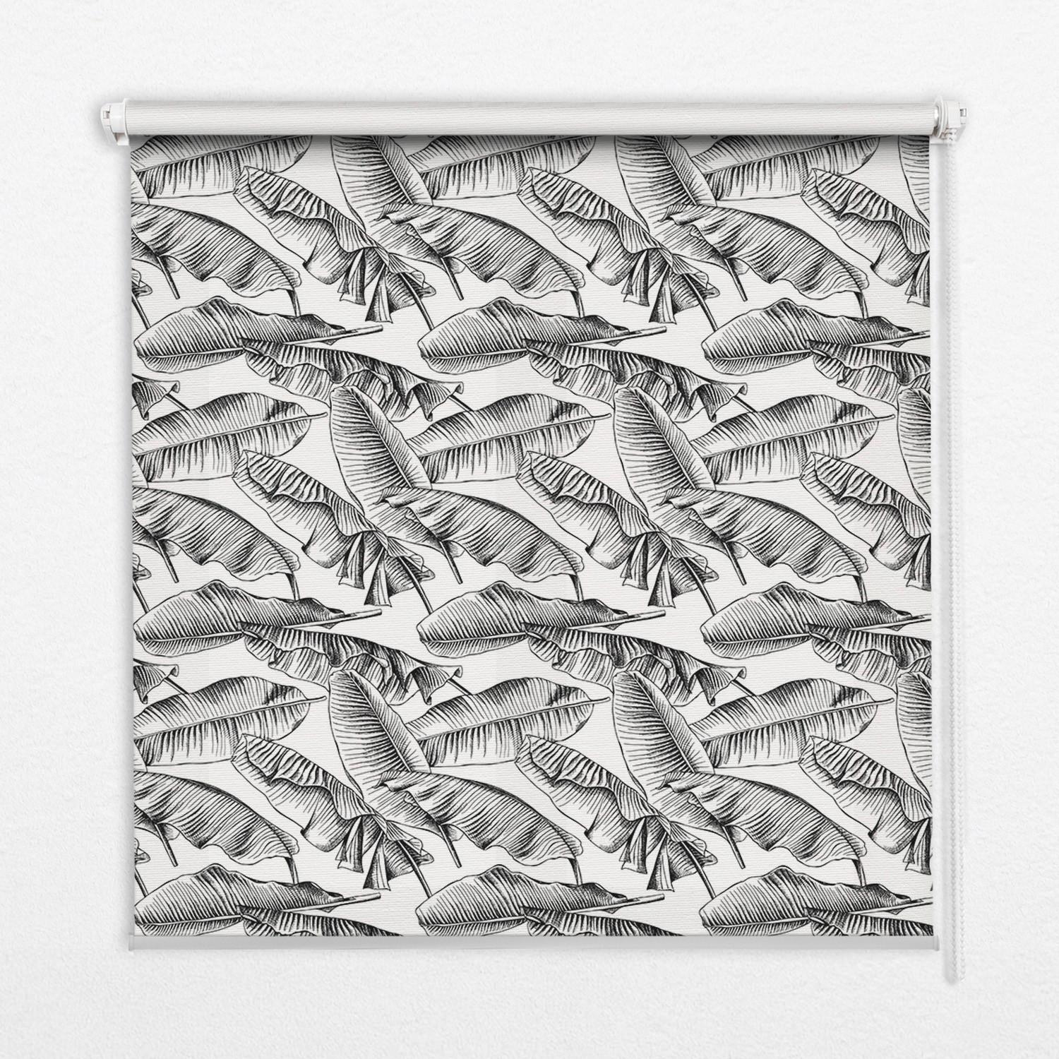 INNENROLLO - Fensterrollo - Rollo - 90x140 cm - Farnblätter - Schwarz, Kunststoff (90/140/0.5cm) - TULUP