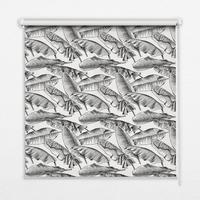 INNENROLLO - Fensterrollo - Rollo - 100x140 cm - Farnblätter - Schwarz, Kunststoff (100/140/0.5cm) - TULUP