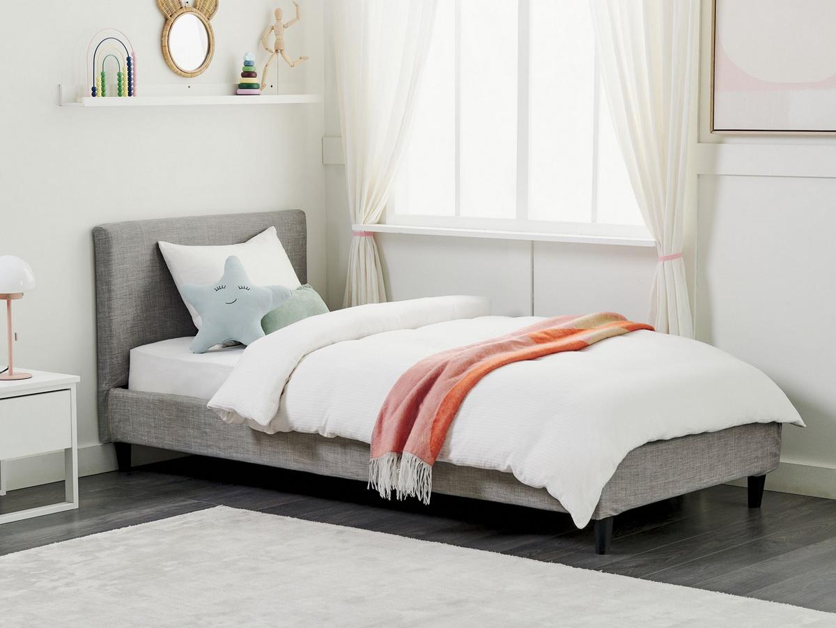 BETTRAHMENBEZUG 90/200 cm Hellgrau Fitou - Hellgrau/Grau, Textil (100/214cm) - Beliani