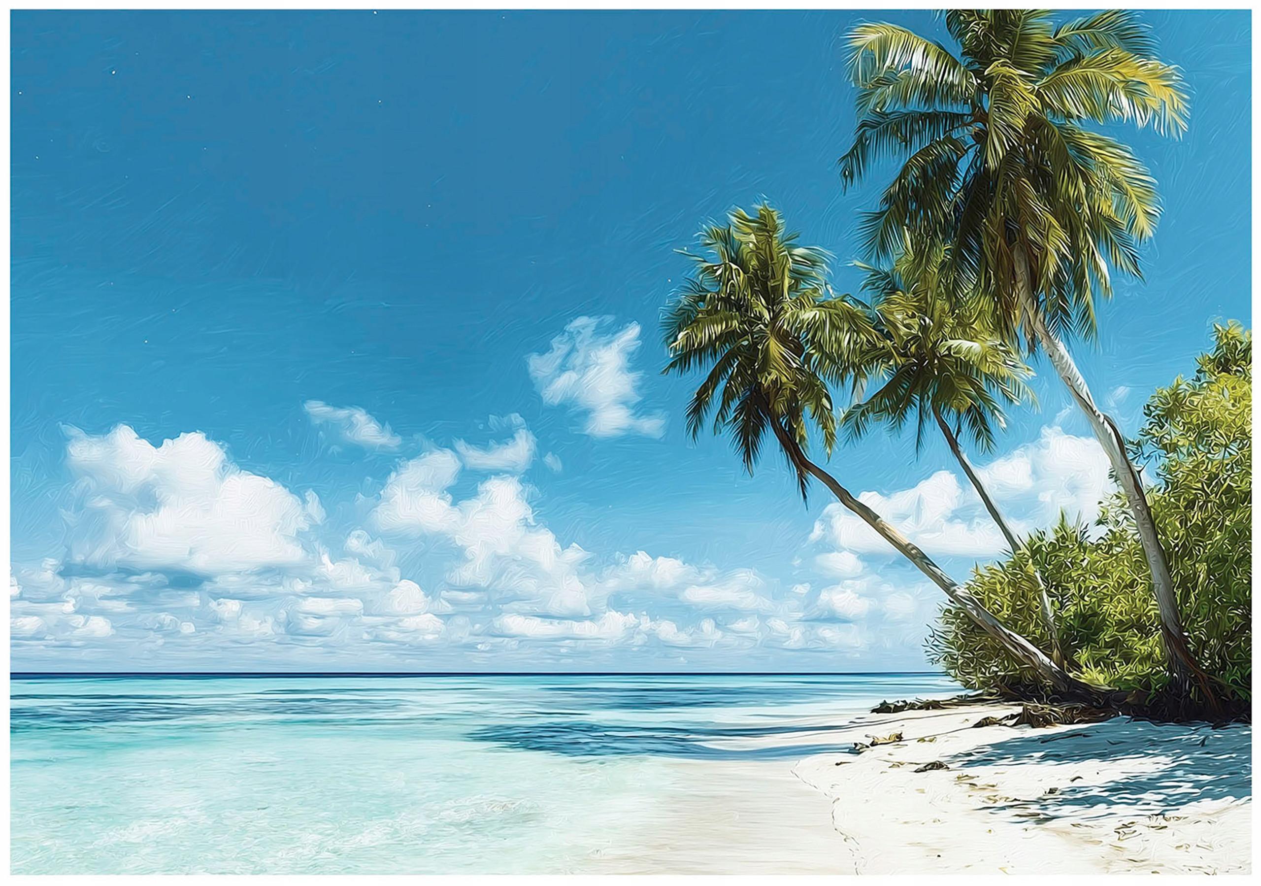 FOTOTAPETE 3D Effekt Strand Meer Palmen Hawaii 300x210 - Multicolor, Papier (300/210cm) - Wallarena