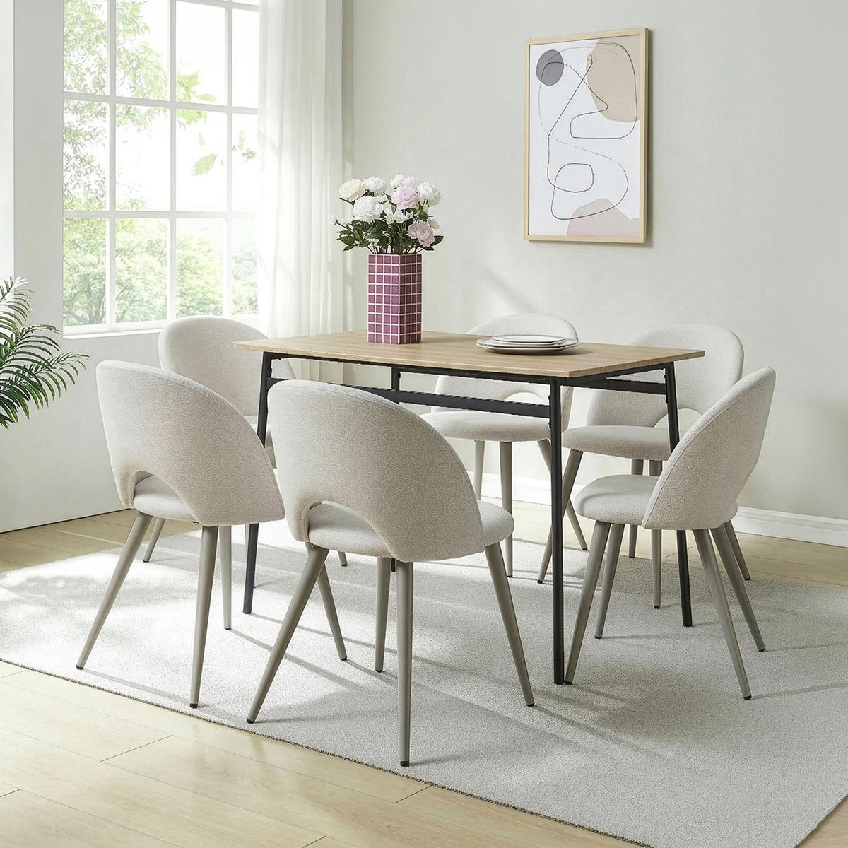 ESSZIMMERSTUHL-SET 6 TLG. Karijoki - Beige, Textil/Metall (50/77/55cm) - [en.casa]