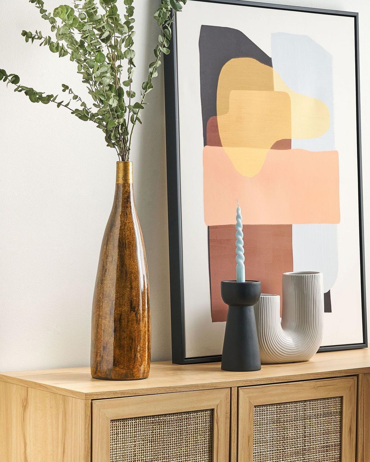 BLUMENVASE Terrakotta braun Burgos - Braun, Stein (52cm) - Beliani