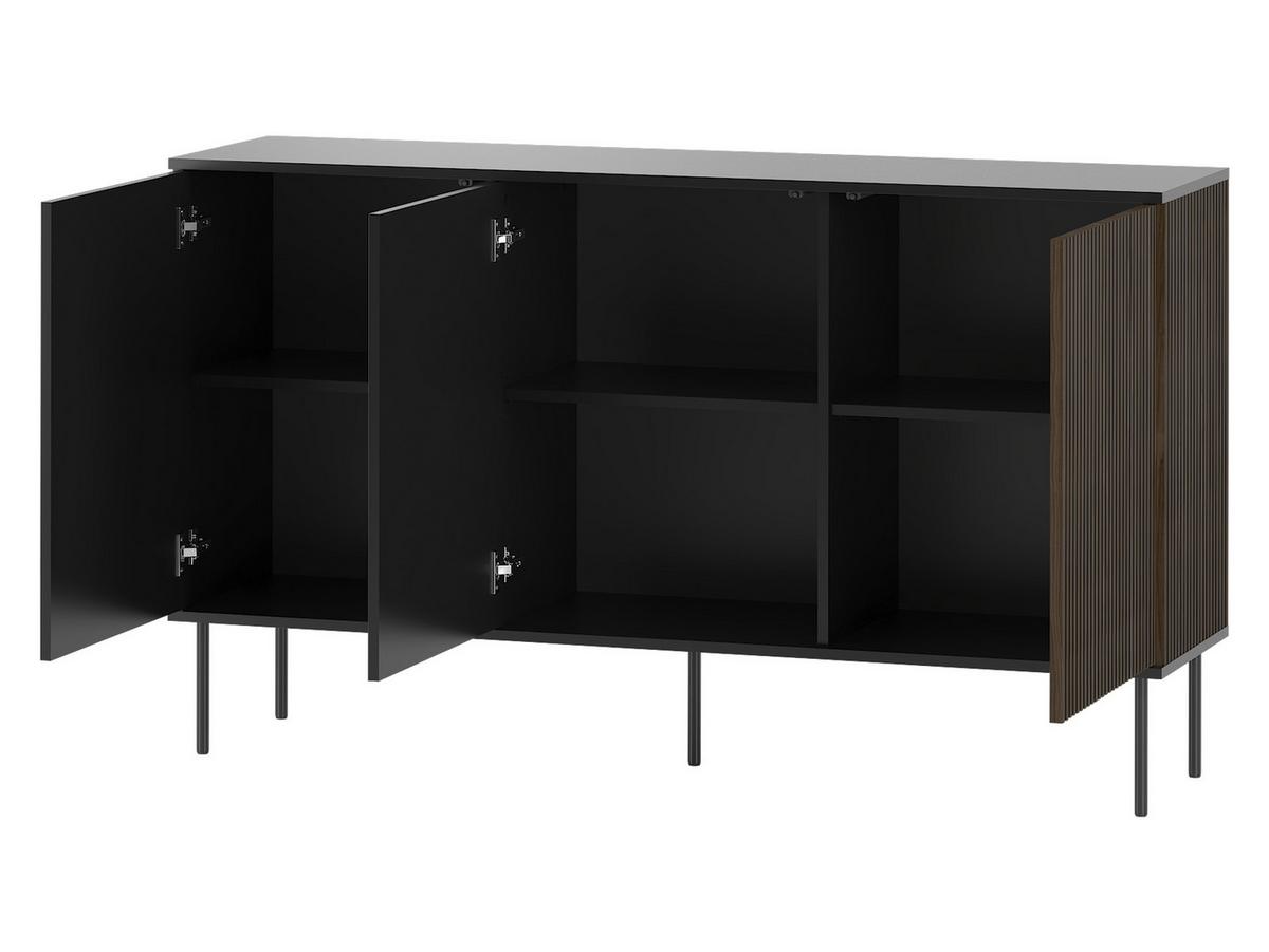 SIDEBOARD 150 3D Notte 01 - Nussbaumfarben/Schwarz, Holzwerkstoff/Metall (151/88/39cm) - MIRJAN24