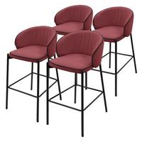 BARHOCKER 4er Set Rot mit Stoffbezug - Rot/Schwarz, Textil/Metall (50/101/54cm) - ML-DESIGN