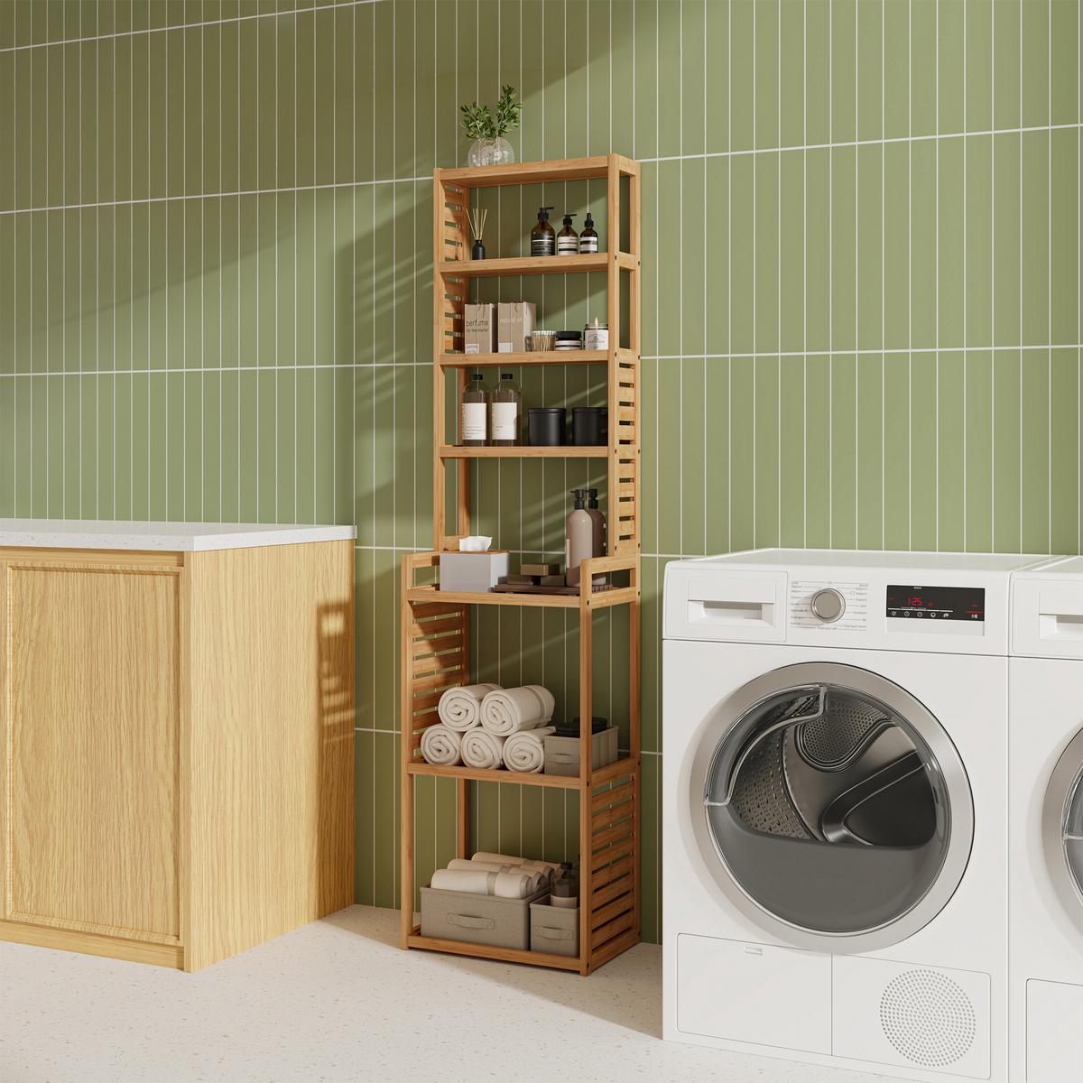 BADEZIMMERREGAL Forssa - Naturfarben, Holz (42/165/28cm) - [en.casa]