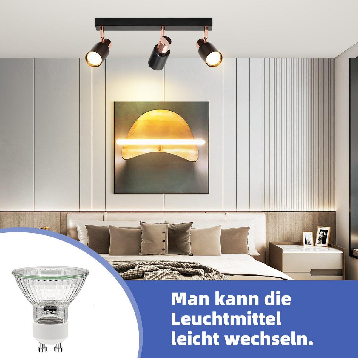 DECKENSTRAHLER Altena 3-flammig 38/14/12 cm - Schwarz, Metall (38/14/12cm) - Nettlife