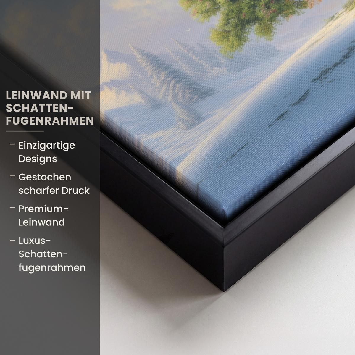 LEINWAND Bilder mit Rahmen - Baum - Jahreszeiten - Winter - Landschaft - 30x20 - Multicolor, Textil (30/20cm) - MuchoWow