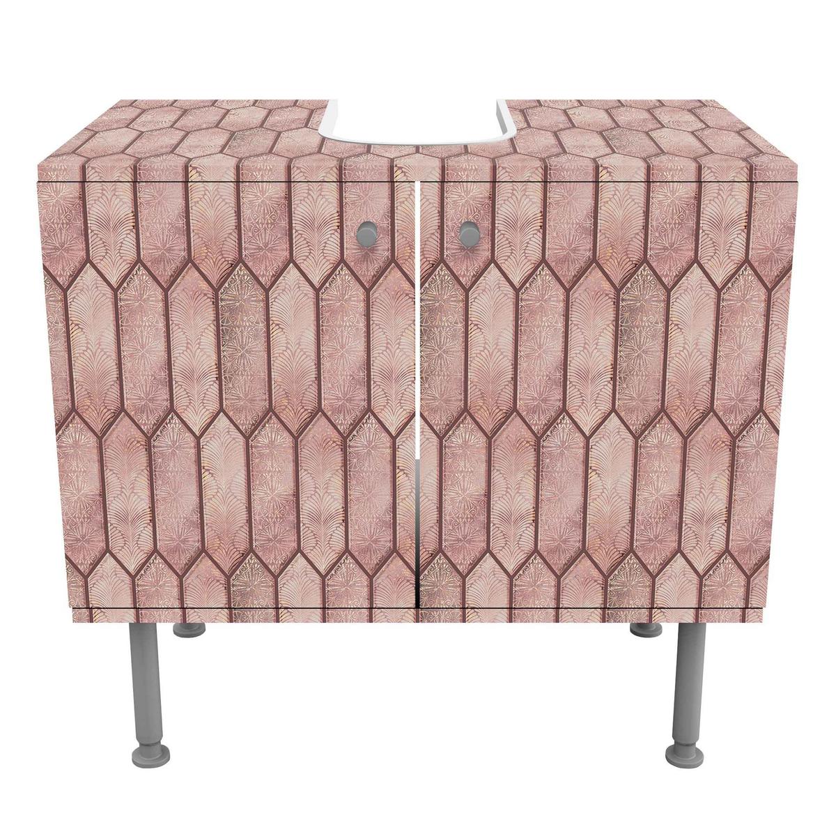 WASCHBECKENUNTERSCHRANK Fischschuppen Muster Fliesen Rosa 60/55/35 cm - Rosa, Holzwerkstoff (60/55/35cm) - Bilderwelten